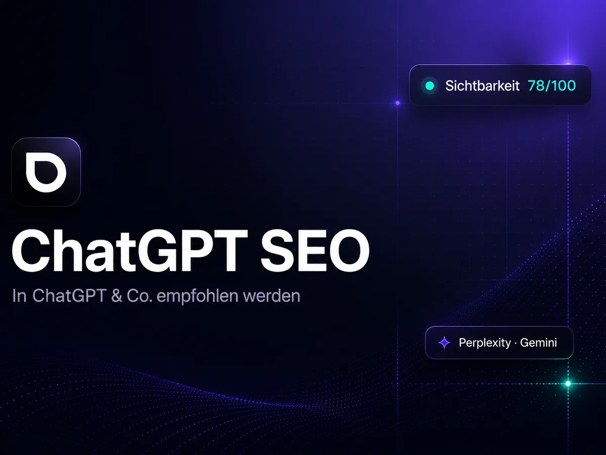 Blueprint-Illustration: das Sitebaze-Cockpit misst die Sichtbarkeit einer Website in ChatGPT, Perplexity und Gemini